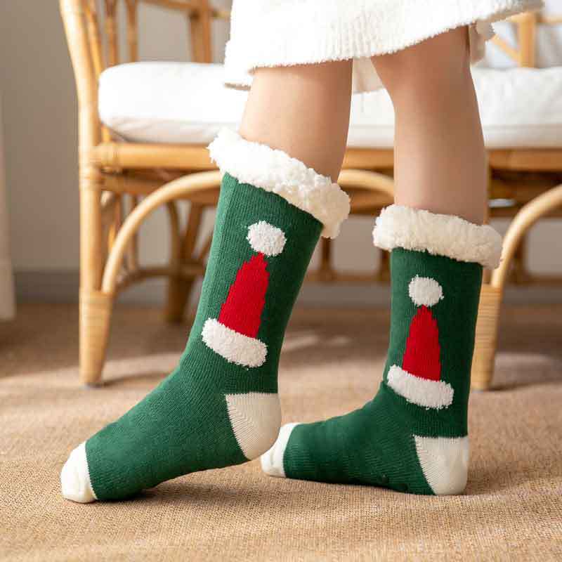 Winter Christmas socks floor socks snow socks confinement women plush coral fleece socks home sleeping socks carpet socks leg cover