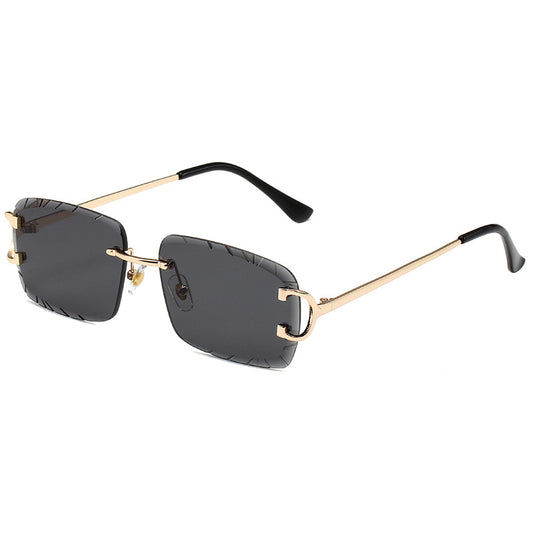 2023 frameless cut-edge square inverted sunglasses metal women's European and American ins street shooting trend sunglasses cross-border wholesale