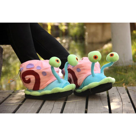 Winter SpongeBob SquarePants small snail bag and cotton shoes home parent-child snail slippers indoor students warm anti-slip cotton boots