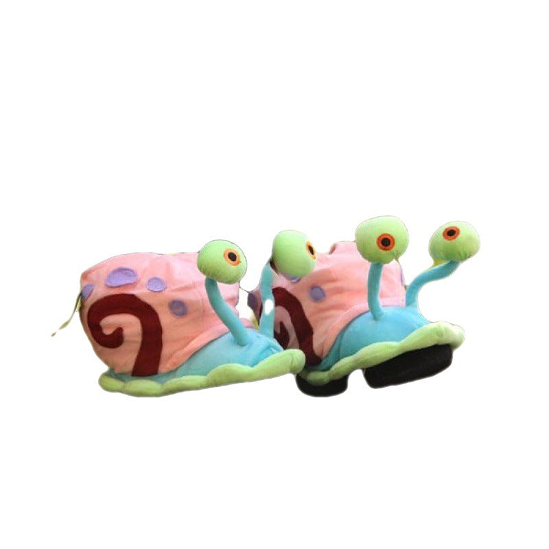 Winter SpongeBob SquarePants small snail bag and cotton shoes home parent-child snail slippers indoor students warm anti-slip cotton boots