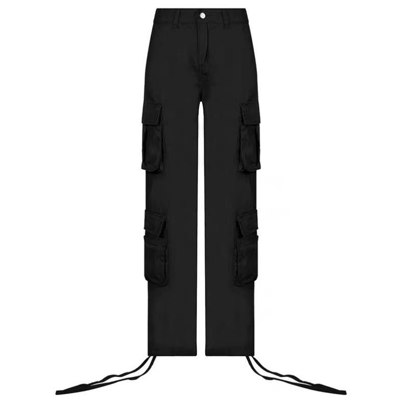 4 European and American new foreign trade cross-border women's street hip-hop style low-waist multi-pocket multi-pocket overalls casual pants trousers