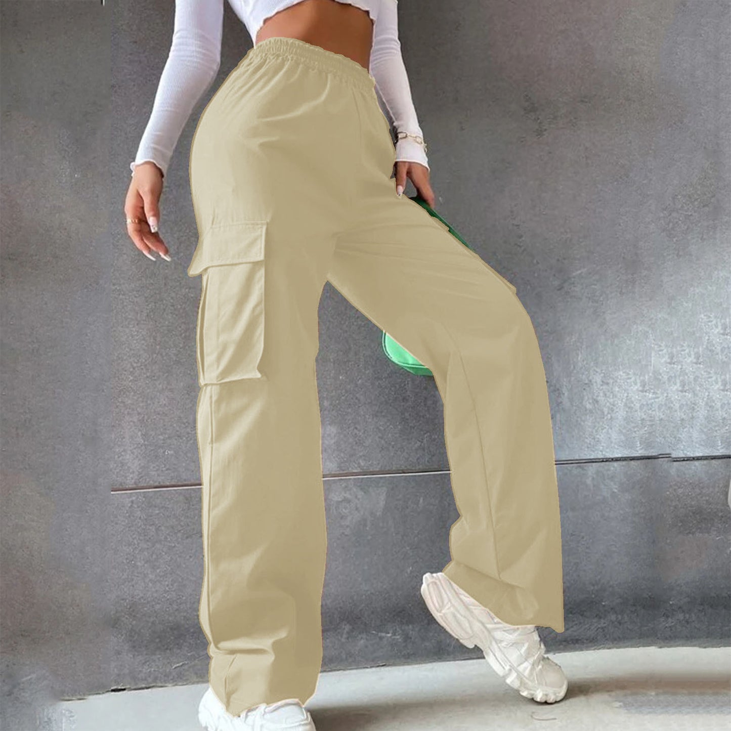 22024 Cross-border TEMU Amazon Spring Overalls Temperament Elegant Straight Trousers Loose Leg Trousers