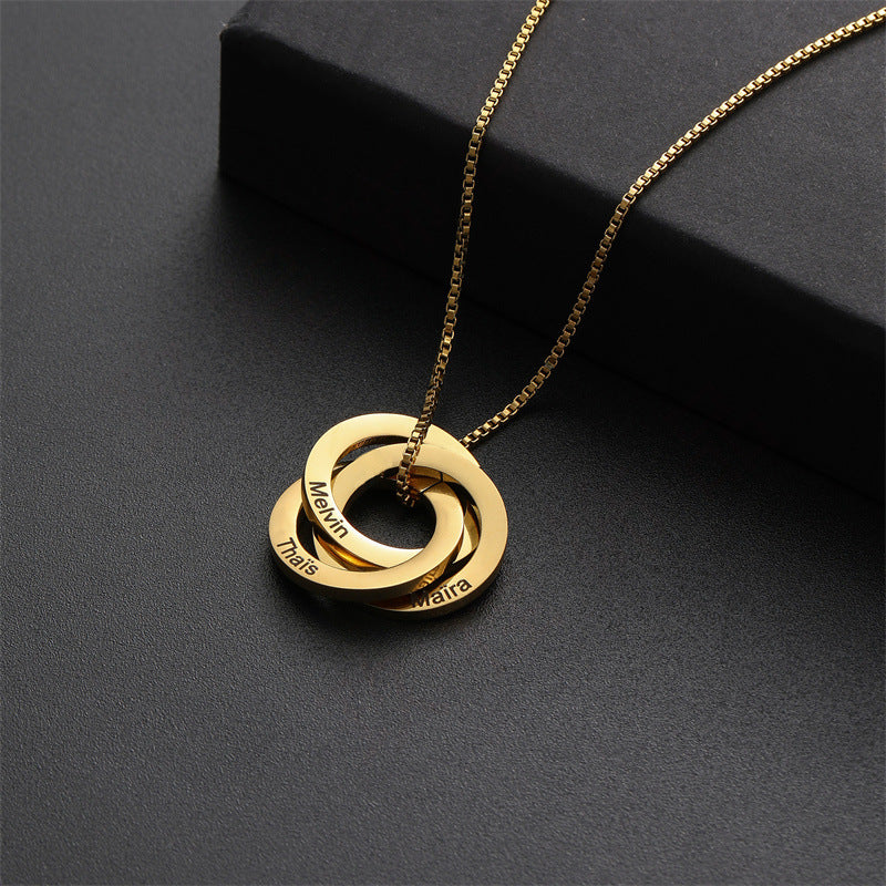 [One piece custom] Stainless steel English letter ring pendant necklace with 18K gold plated name necklace