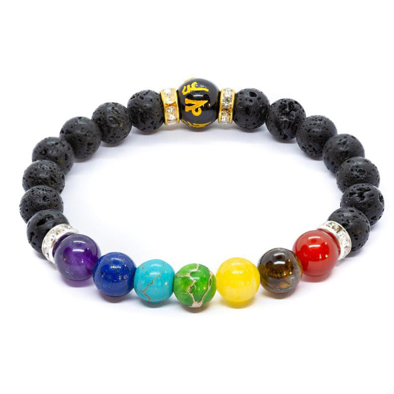 7 Chakra Yoga Fitness Meditation Proverbs Bracelet Women Cross-border Hot Sale Natural Stone Crystal Bracelet Women