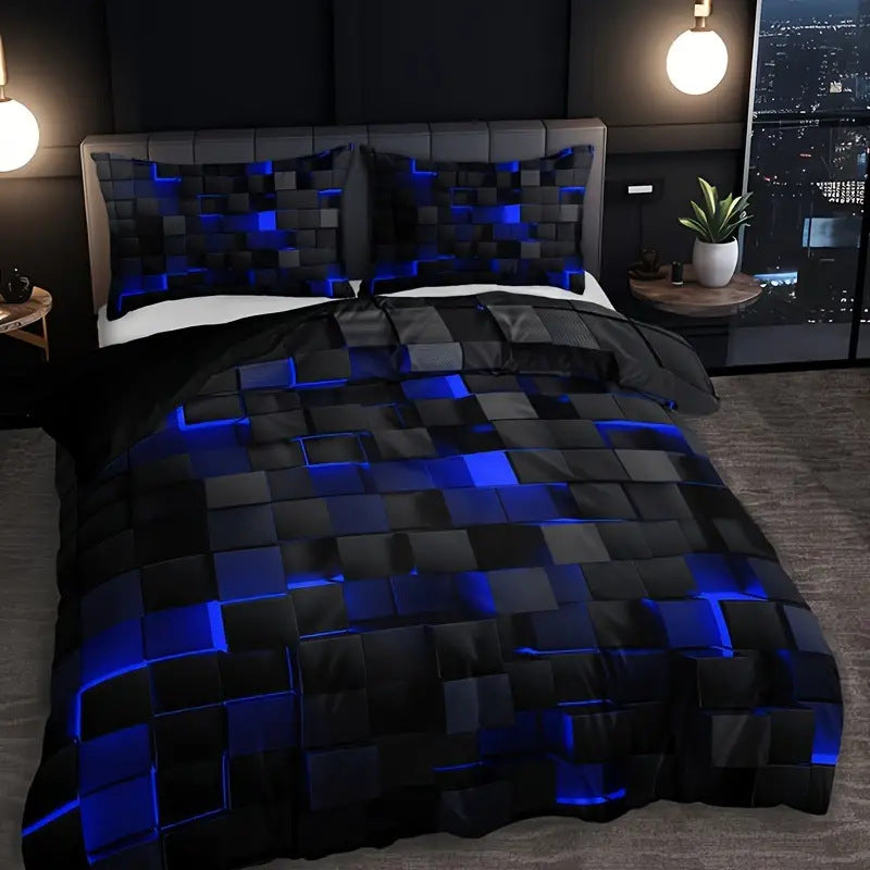 Abstract Grid Collection Quilt Cover Digital Print Bedding Set Soft Duvet Cover for Bedroom Guest Room