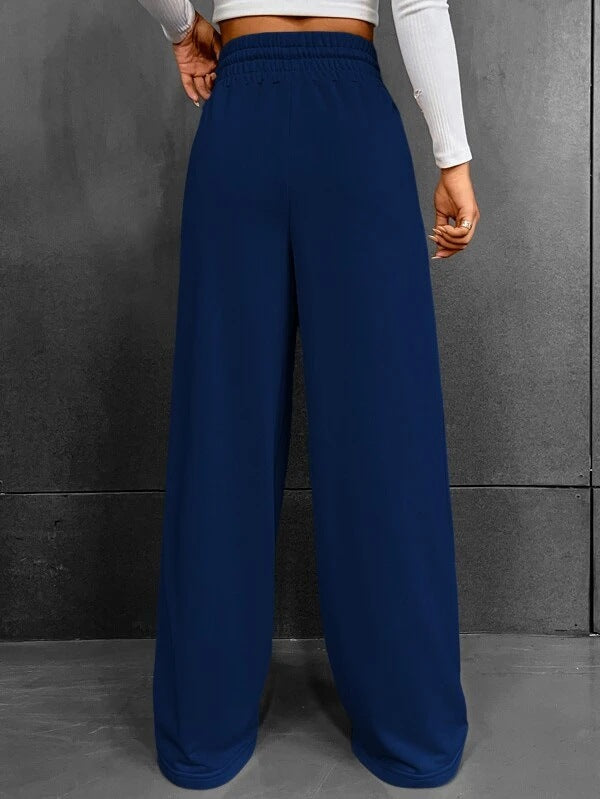 2023 spring and summer foreign trade women's clothing European and American style commuting all-match casual trousers comfortable loose high-waisted wide-leg sweatpants tide