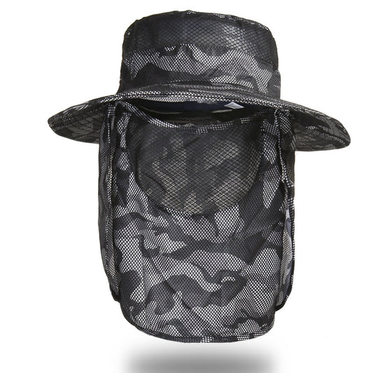 9012 cross-border sunscreen hat men's fishing hat camouflage sun hat cover face summer outdoor fisherman hat sun hat