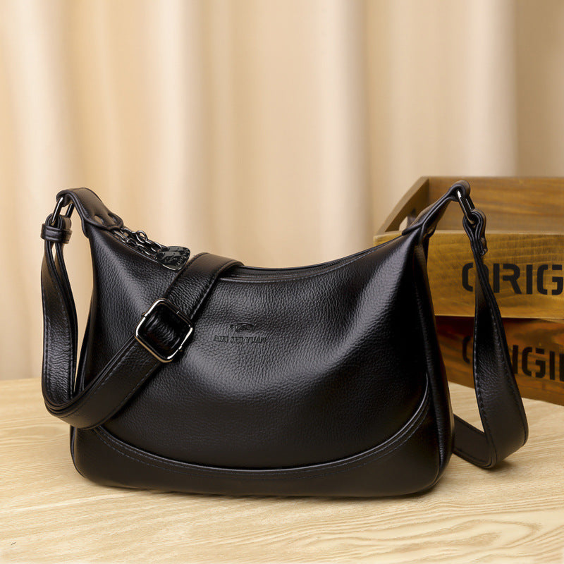 Women's bag 2024 new pu soft leather messenger bag large capacity middle-aged ladies shoulder bag simple casual small square bag