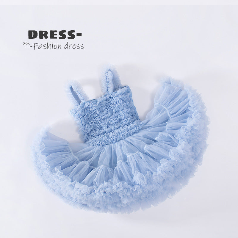 2024 new children's clothing dress girls tutu dress suspenders tutu skirt children's mesh princess skirt performance clothing