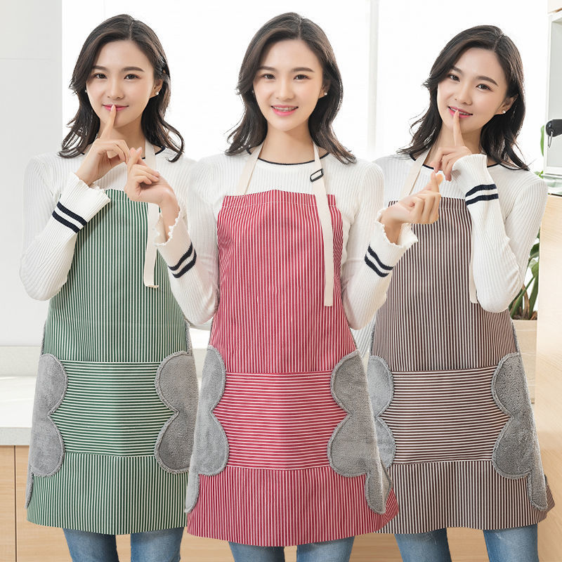 Wipeable hand apron kitchen household waterproof and oil-proof women's apron cute fashion adult men and women cooking overalls