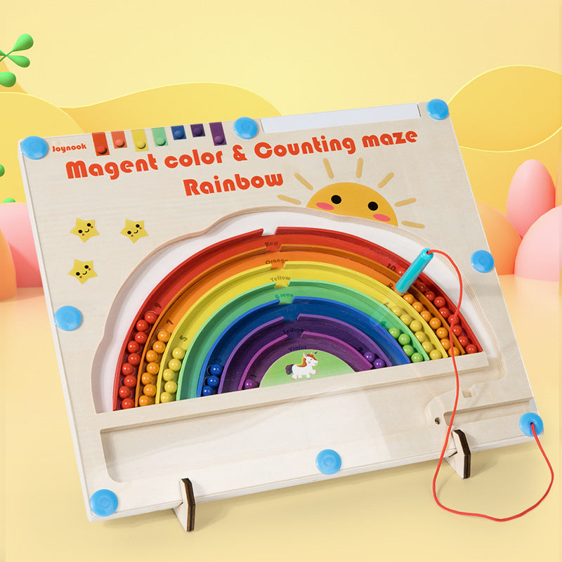 Wooden children's magnetic pen cognitive early education maze digital color classification counting board ball educational toys