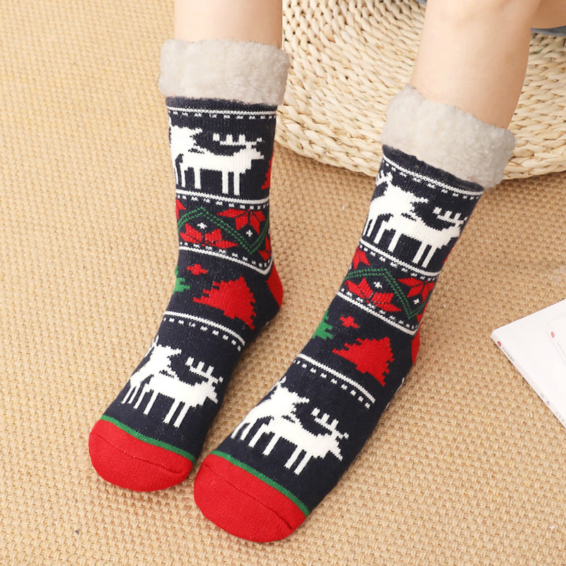 Winter Christmas socks floor socks snow socks confinement women plush coral fleece socks home sleeping socks carpet socks leg cover