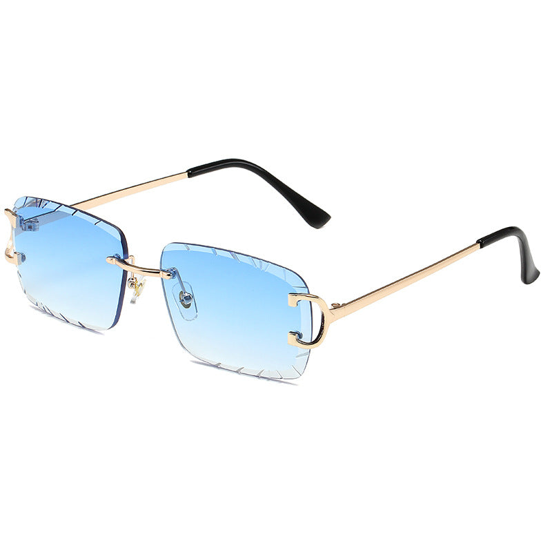 2023 frameless cut-edge square inverted sunglasses metal women's European and American ins street shooting trend sunglasses cross-border wholesale