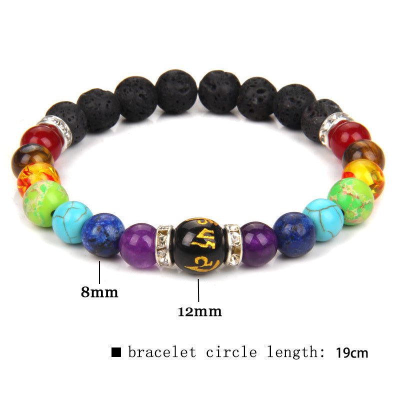 7 Chakra Yoga Fitness Meditation Proverbs Bracelet Women Cross-border Hot Sale Natural Stone Crystal Bracelet Women