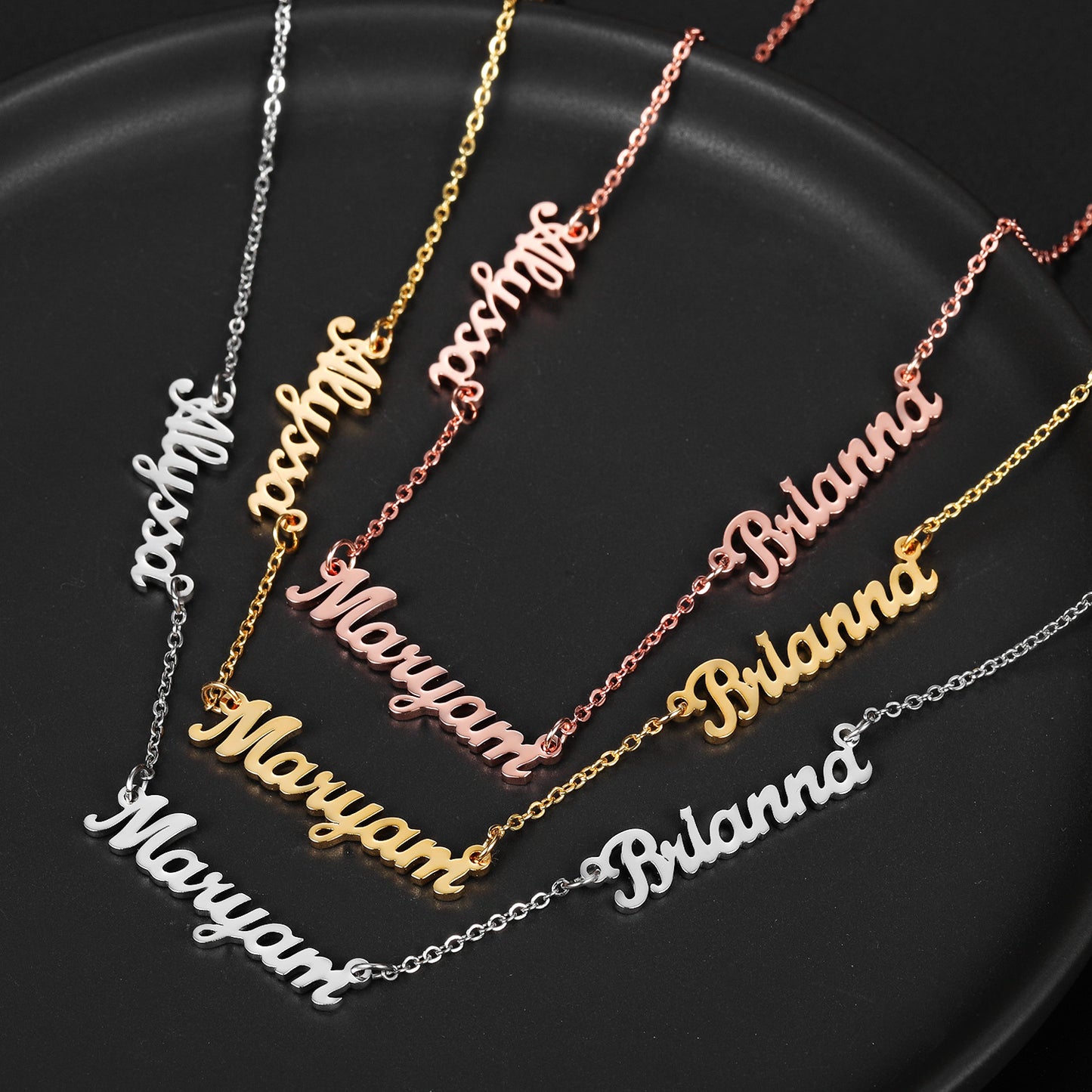 [Cross-border supply] Multiple name stainless steel name necklace family members English name combination necklace