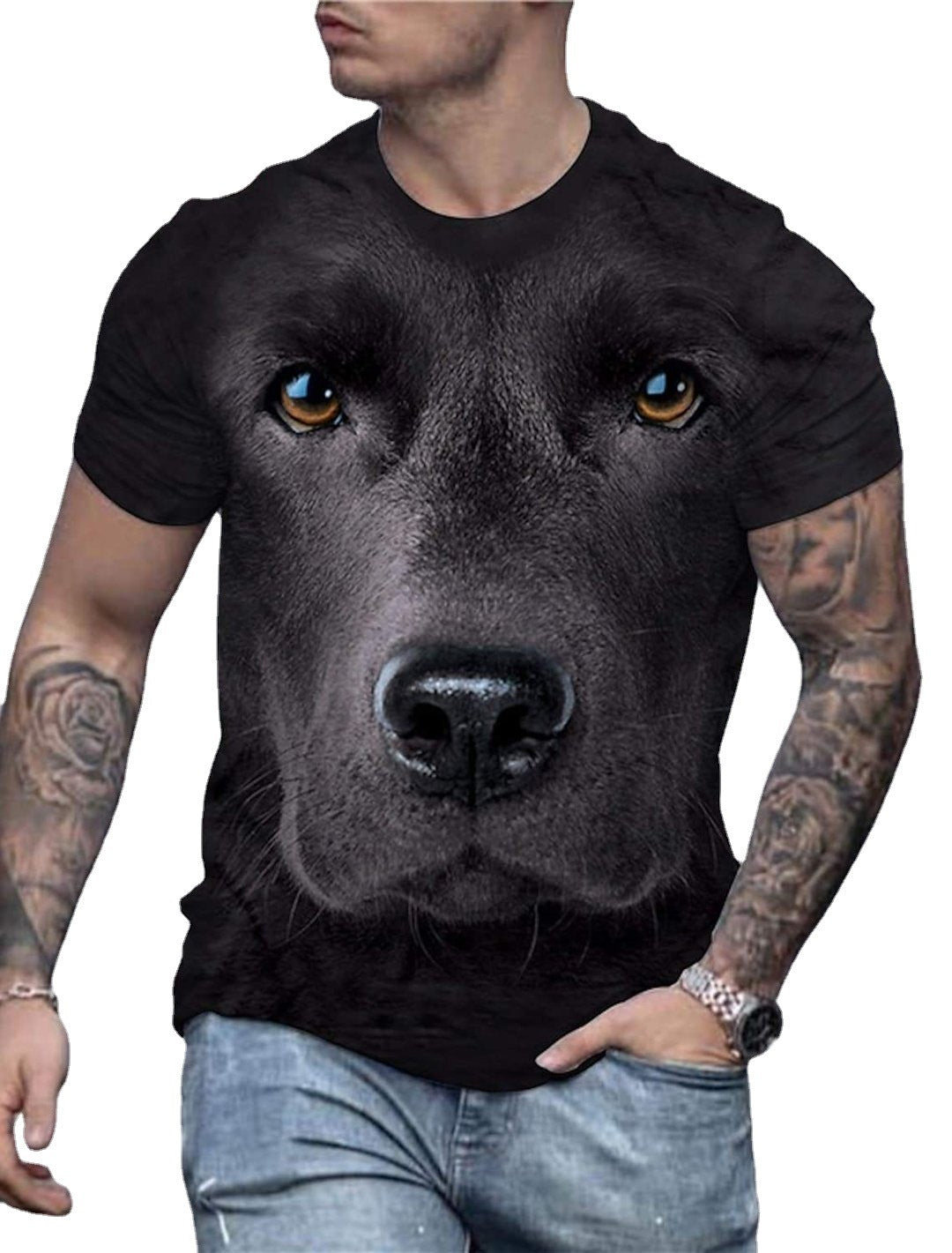 2023 new men's clothing casual digital printing trend T-shirt cross-border horror face digital printing 3DT T-shirt