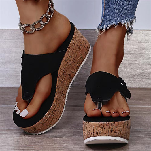 2023 summer new women's shoes foreign trade large size wish independent station wedge women's buckle sandals in stock