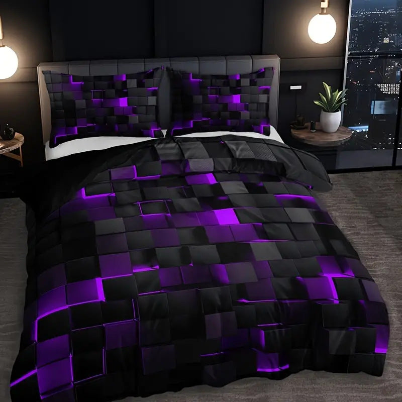 Abstract Grid Collection Quilt Cover Digital Print Bedding Set Soft Duvet Cover for Bedroom Guest Room