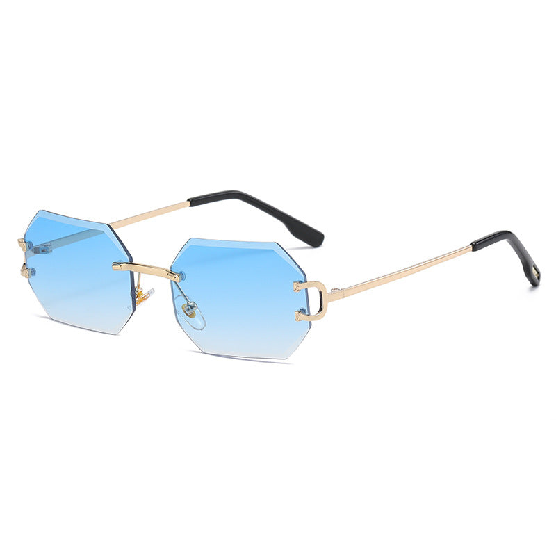 9205 octagonal frameless trimmed fashion sunglasses for women 2021 new European and American cross-border street shooting ins trendy sunglasses