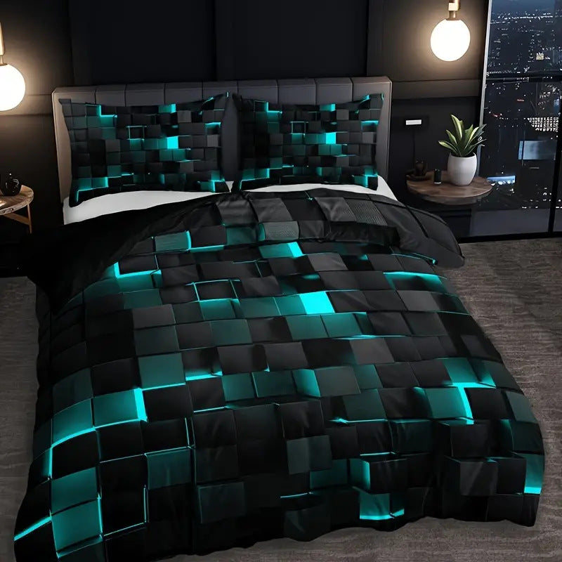 Abstract Grid Collection Quilt Cover Digital Print Bedding Set Soft Duvet Cover for Bedroom Guest Room