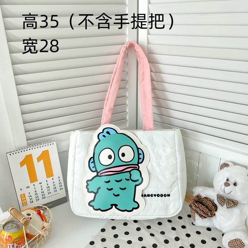 2023 New Cartoon Down Cloth Handbag Little Dog Shoulder Bag Cute Rabbit Tote Bag Birthday Gift