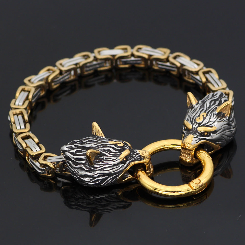 AliExpress new European and American wholesale Nordic wolf head emperor chain 8mm domineering bracelet multiple specifications jewelry wholesale