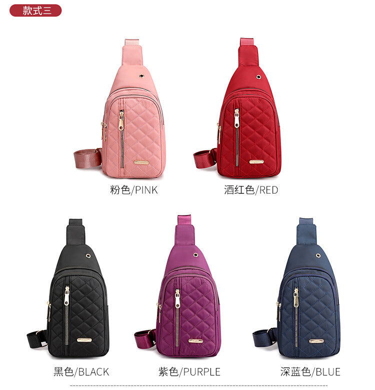 2023 new crossbody women's chest bag fashion embroidery rhombus shoulder crossbody bag street nylon simple chest bag