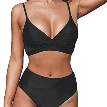 2023 Hot Women's Two-Piece Bikini European and American Sexy High Waist V-Neck Twist Adjustable Spaghetti Strap Swimsuit