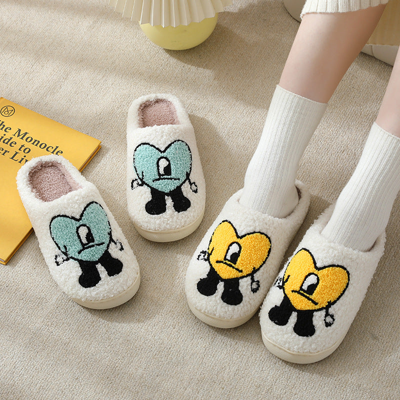 Winter men and women couple cotton slippers home indoor cute thick bottom cartoon non-slip slippers wholesale