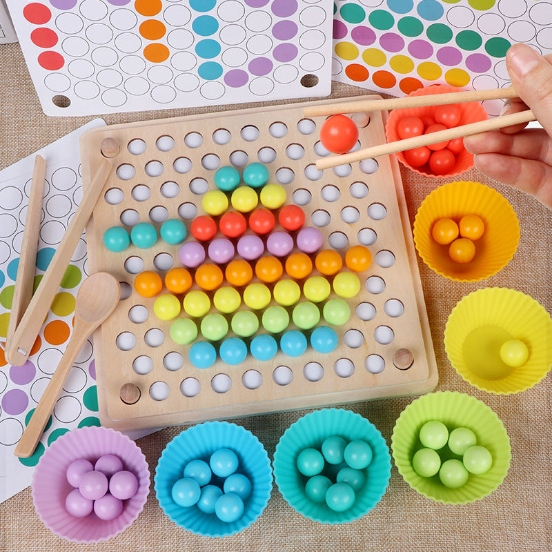 Wooden children's bead puzzle game clip clip fun training baby eating hand-eye coordination early childhood education toys