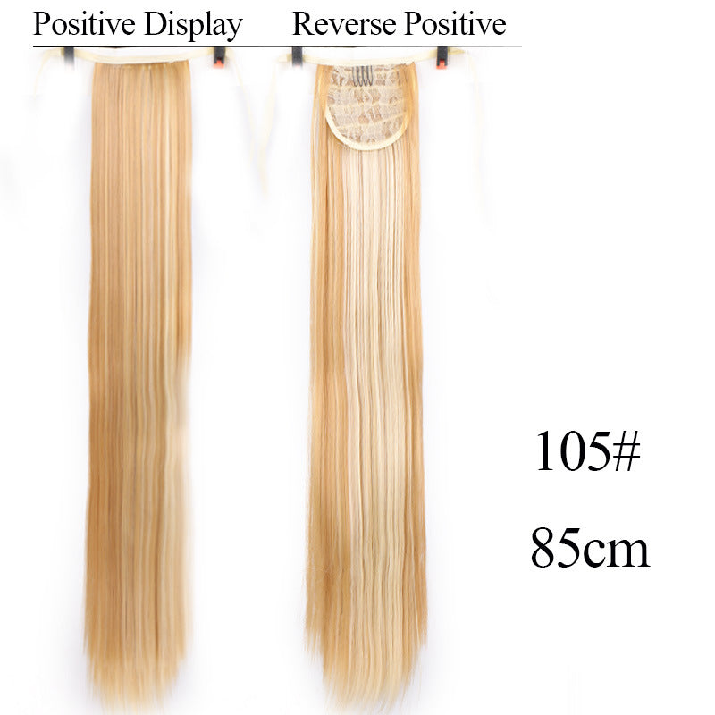 32 inches long straight hair foreign trade high temperature wig ponytail hair extension female long hair tie strap ponytail braid wig piece