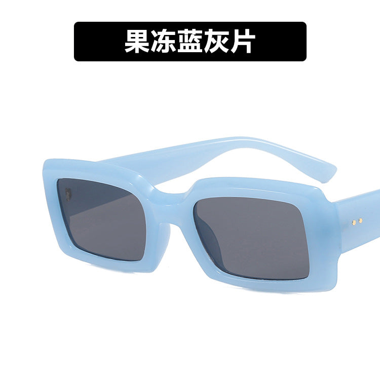 2022 new small frame rice nail sunglasses jelly color net red ins fashion square sunglasses cross-border sunglasses