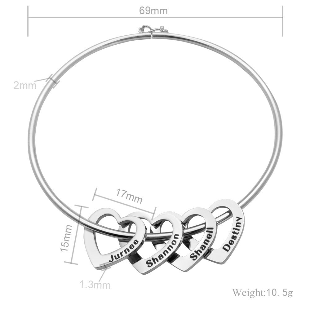 2023ins Wind Bracelet Women's Creative Cross-border Personality Fashion Peach Heart Temperament Versatile Lettering Titanium Steel Bracelet Girlfriend