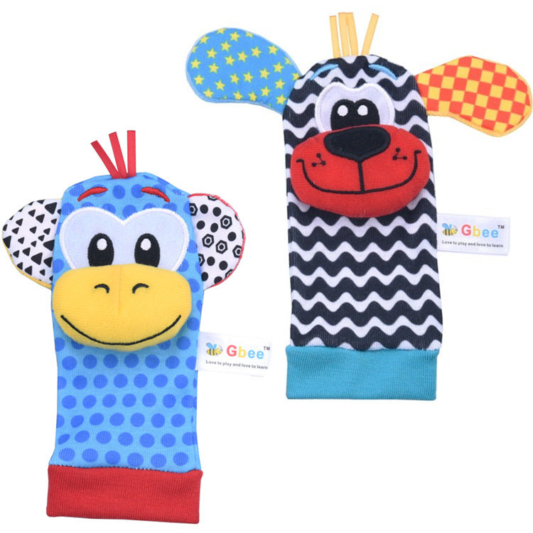 2023Gbee lion animal baby wrist rattle plush rattle socks set infant early education toy