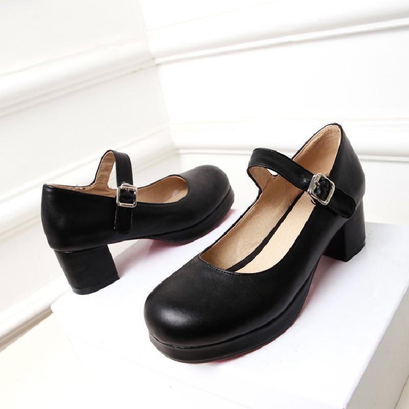 2022 new small leather shoes spring and autumn thick bottom Japanese Mary Jane cute round toe women's single shoes size code 30-48