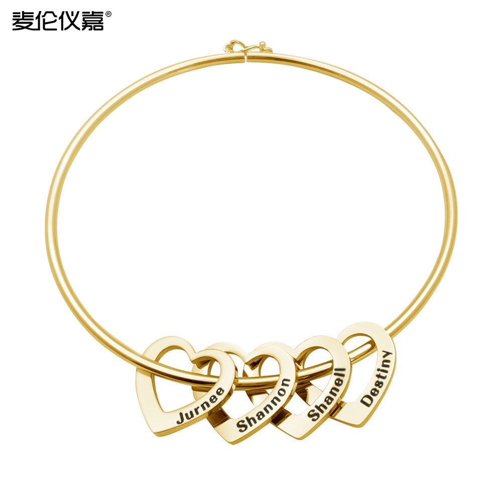 2023ins Wind Bracelet Women's Creative Cross-border Personality Fashion Peach Heart Temperament Versatile Lettering Titanium Steel Bracelet Girlfriend