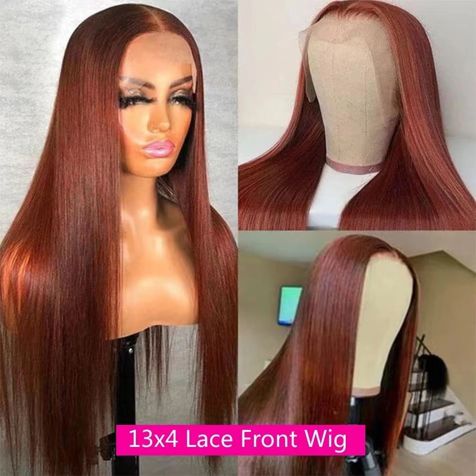 2024 new European and American lace wig long straight hair human hair wig straight front lace wig