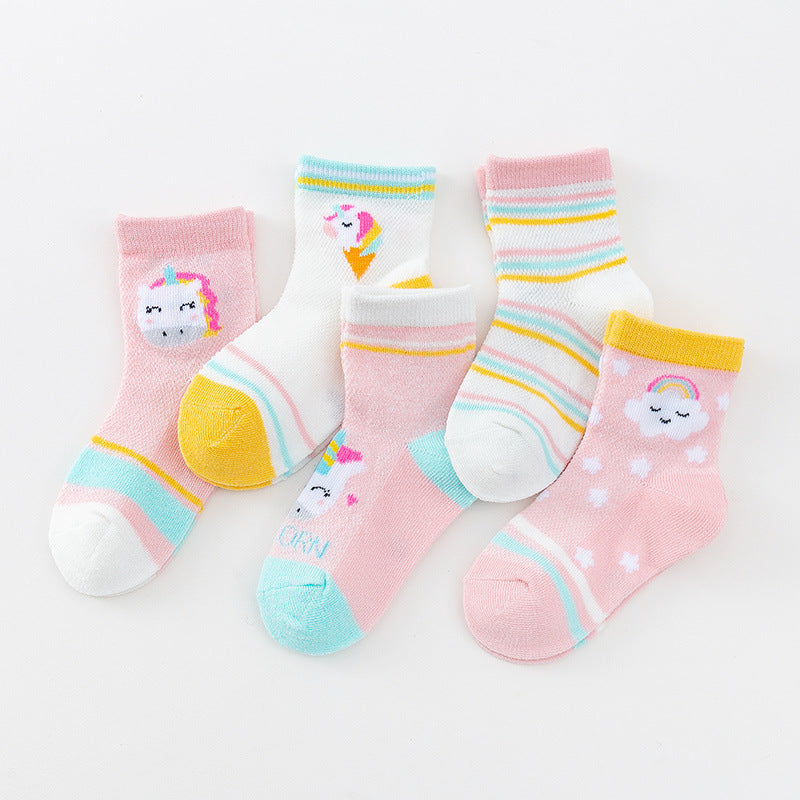 2023 children's socks spring and summer children's mid-tube socks trendy baby cotton socks boys and girls spring and autumn newborn socks