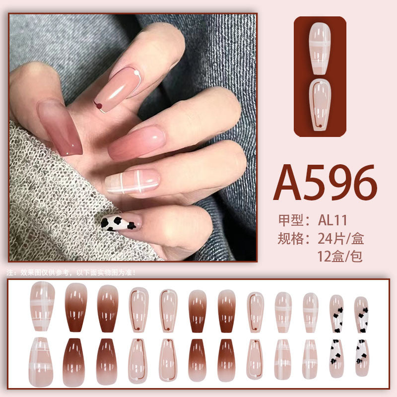 Winter fresh and simple pure lust style bride dance wear nails rainbow love rose fake nails wholesale