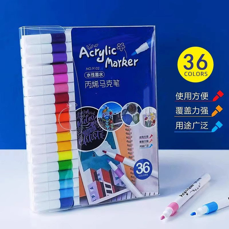 Acrylic marker pen set 24/36 colors student DIY painting art waterproof painting water-based acrylic marker pen