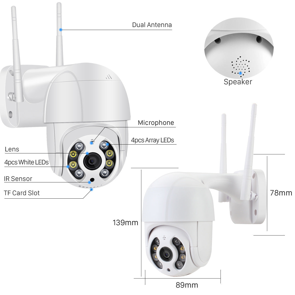 Wireless wifi dome machine surveillance camera waterproof outdoor PTZ remote control high-definition intelligent dual-light night vision