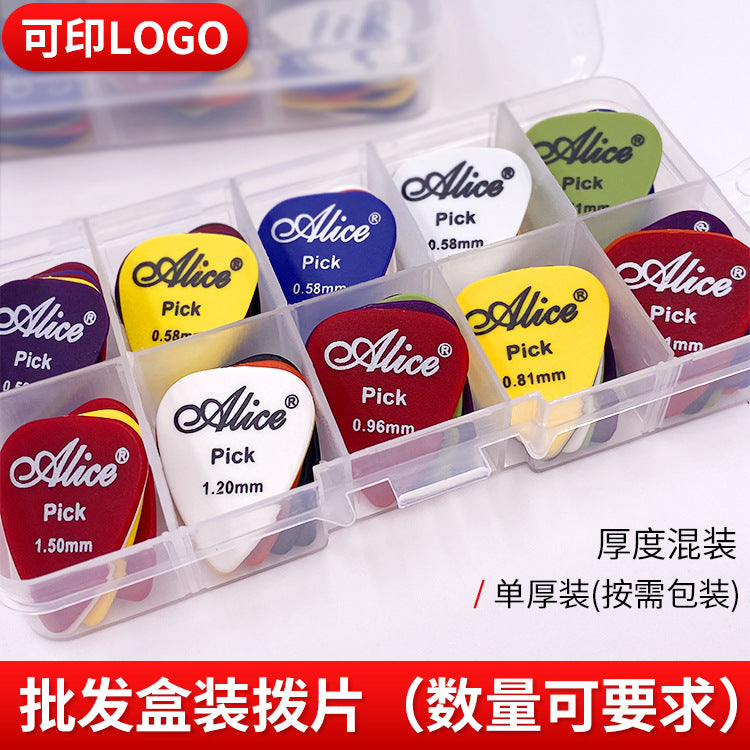 Alice Guitar Picks Wholesale ABS Resin Matte/Glossy Shrapnel Boxed 20-300 Pieces Mixed Pack