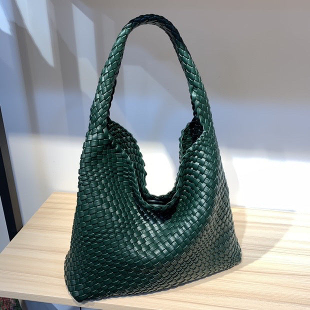 2024 new high-end hand-woven bag large-capacity shoulder tote bag underarm bag bucket bag mother-and-child bag trend