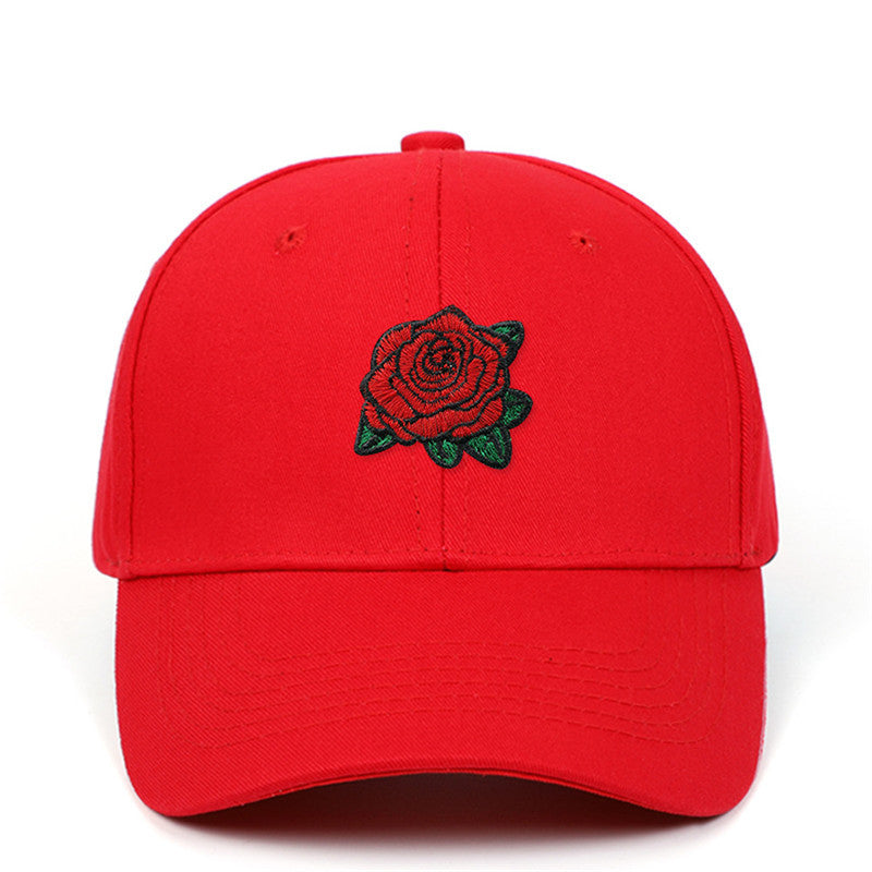 Amazon AliExpress New Rose Embroidered Baseball Cap Pure Cotton Hard Top Baseball Cap Outdoor Leisure Sun Hat