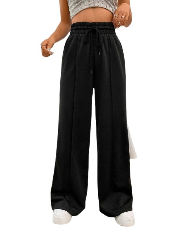 2023 spring and summer foreign trade women's clothing European and American style commuting all-match casual trousers comfortable loose high-waisted wide-leg sweatpants tide