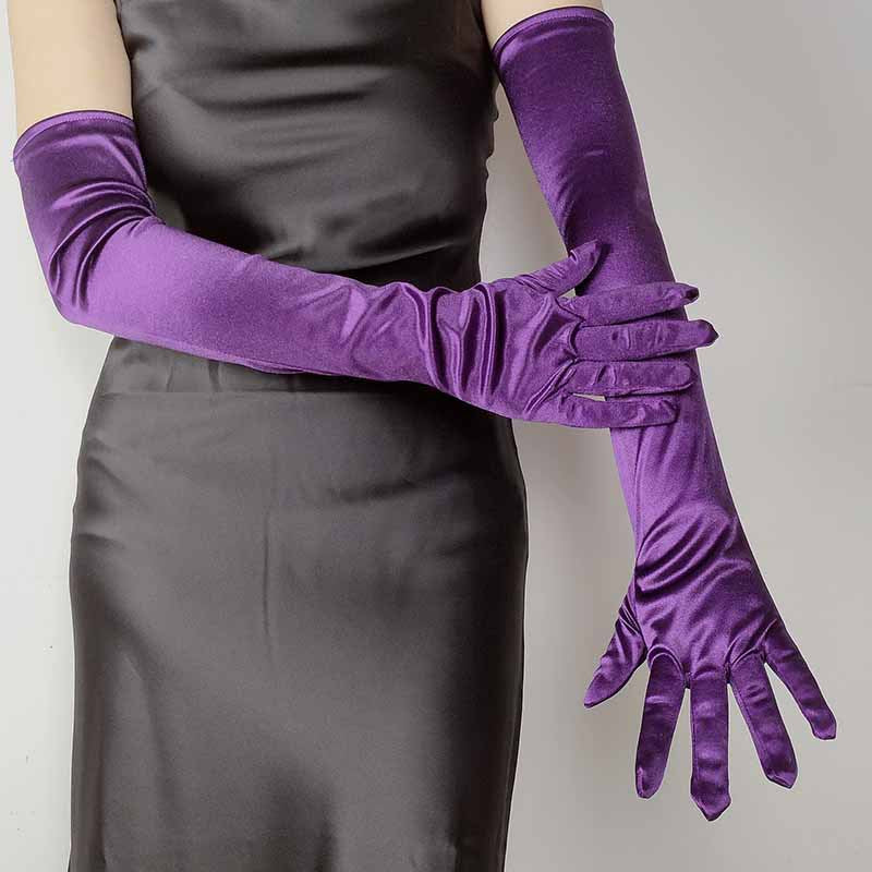 55CM long satin elastic satin gloves retro dress wedding photo accessories cosplay ladies gloves