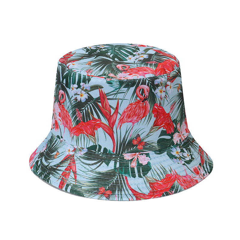 2023 spring and summer new sun protection sun hat vacation leisure all-match travel beach basin hat flamingo fisherman hat women