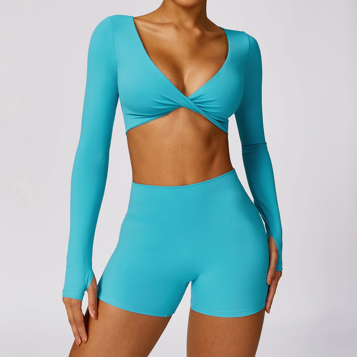 Zechuang sanded long-sleeved yoga suit sexy outerwear tight sports suit quick-drying running fitness clothes 8552