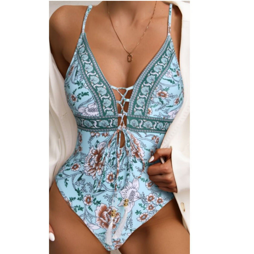 2023 New Amazon European and American Sexy Fashion Printed One-piece Printed Swimsuit Bikini Manufacturer Wholesale