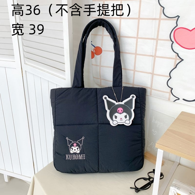 2023 New Cartoon Down Cloth Handbag Little Dog Shoulder Bag Cute Rabbit Tote Bag Birthday Gift